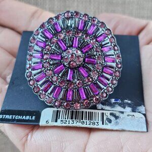 Mixit Women Ring Purple Beads Statement Ring Fashion Jewelry Size Stretchable